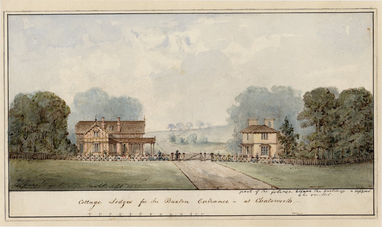 Design para os Lodges no Edensor em Chatsworth Park de Jeffry Wyatville