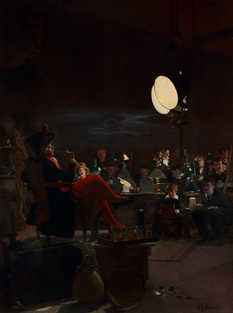 Uma aula noturna, c. 1881 de Jehan Georges Vibert