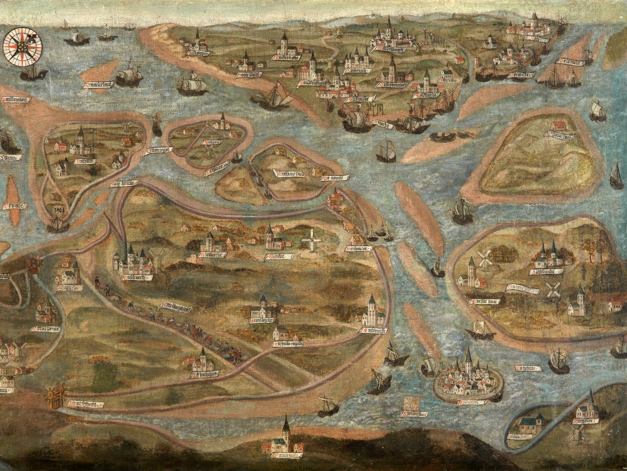 Mapa da Área Zwin (óleo sobre tela) de Jehan de Hervy