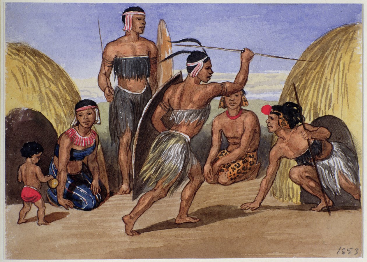 Zulus dançando em Londres, 1853 de Jemima Blackburn