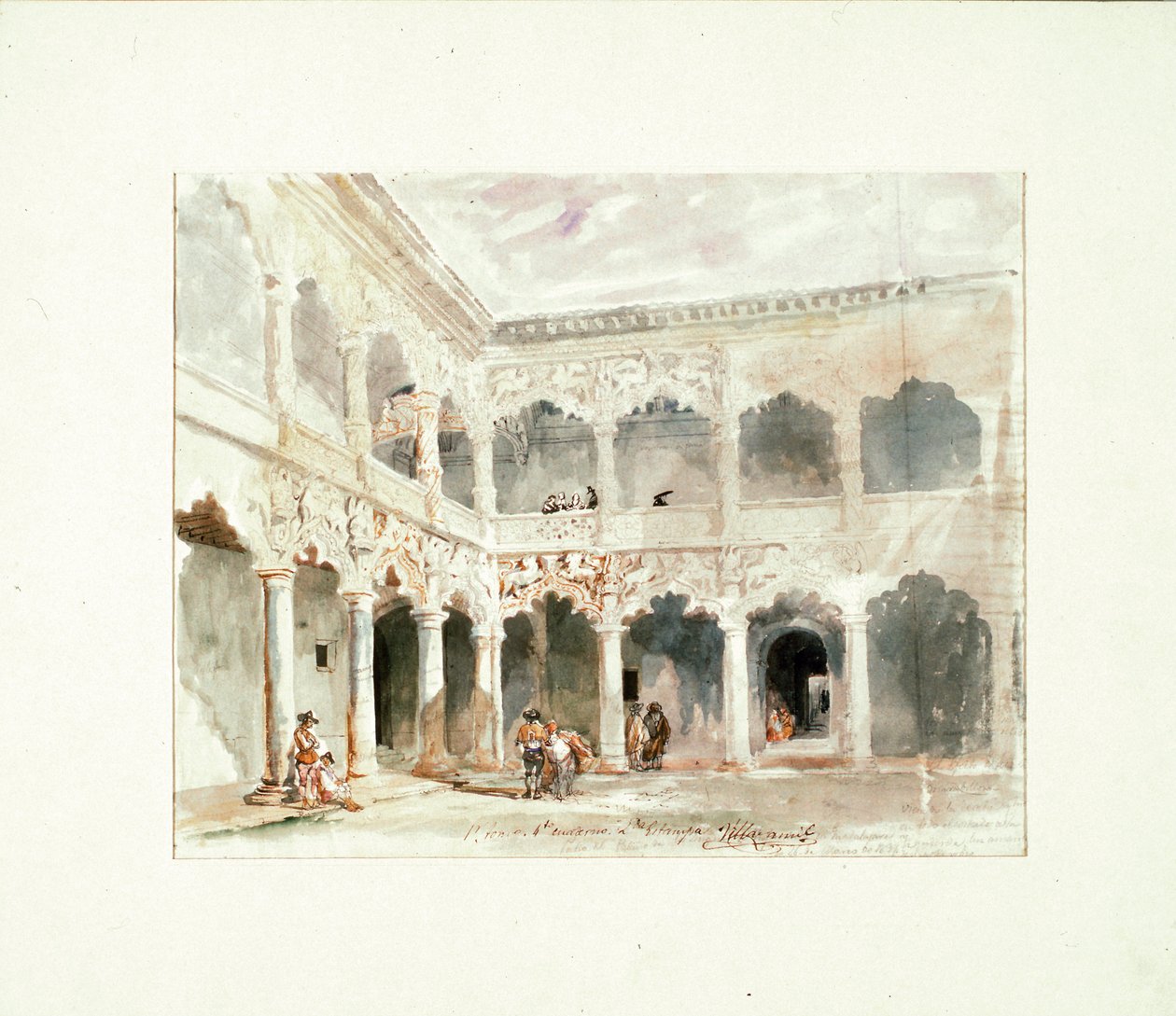 Pátio do Palácio Infantado em Guadalajara (Espanha) de Jenaro Pérez Villaamil