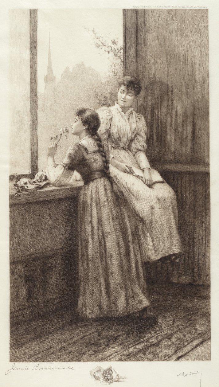Sem título (duas garotas em uma janela) de Jennie Augusta Brownscombe