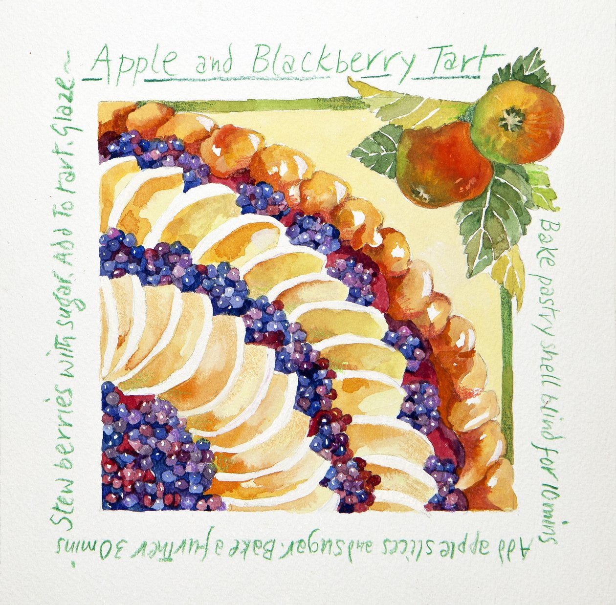 Tarte de maçã e amora, 2014 (aguarela) de Jennifer Abbott