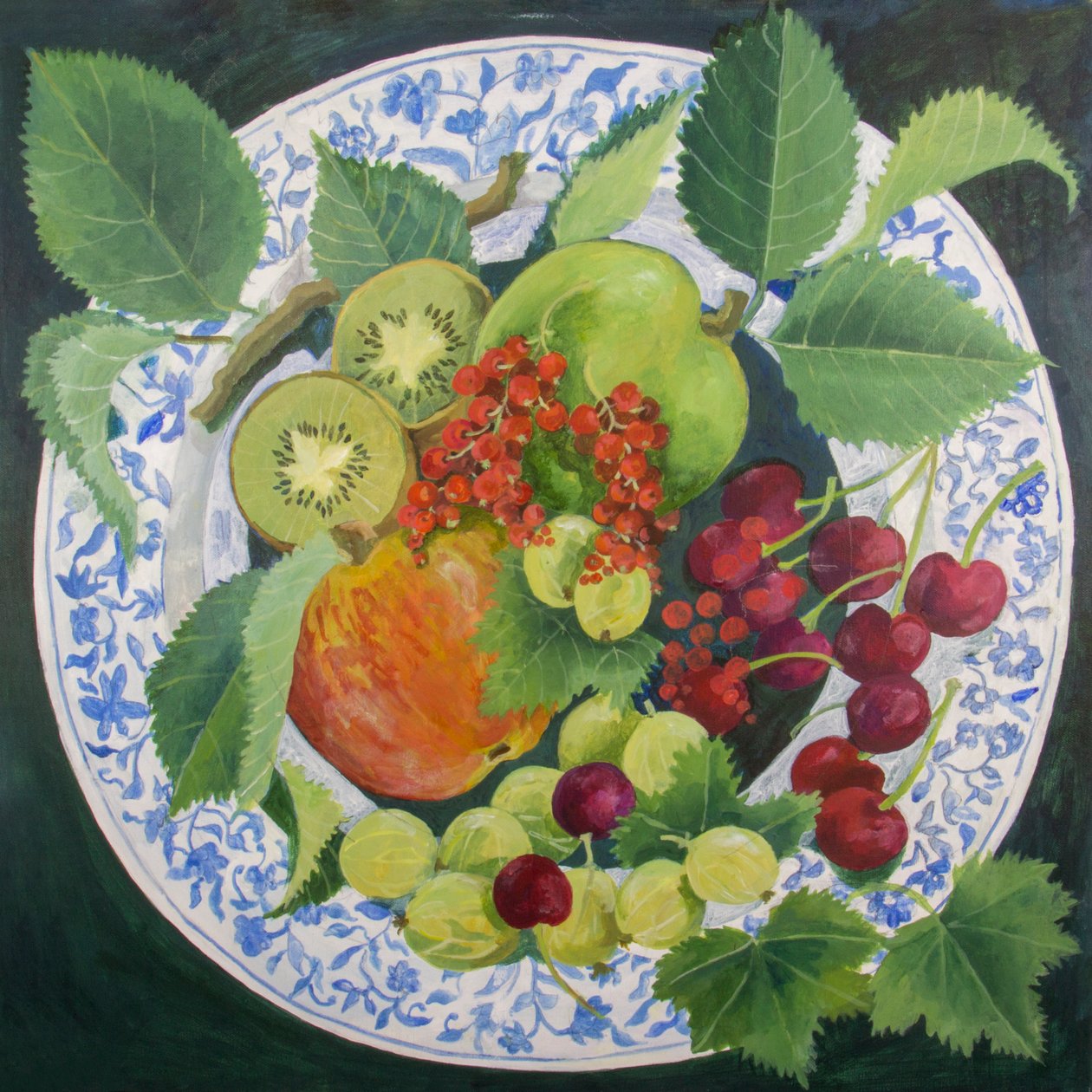Maçãs e uvas, 2018 (acrílico sobre tela) de Jennifer Abbott