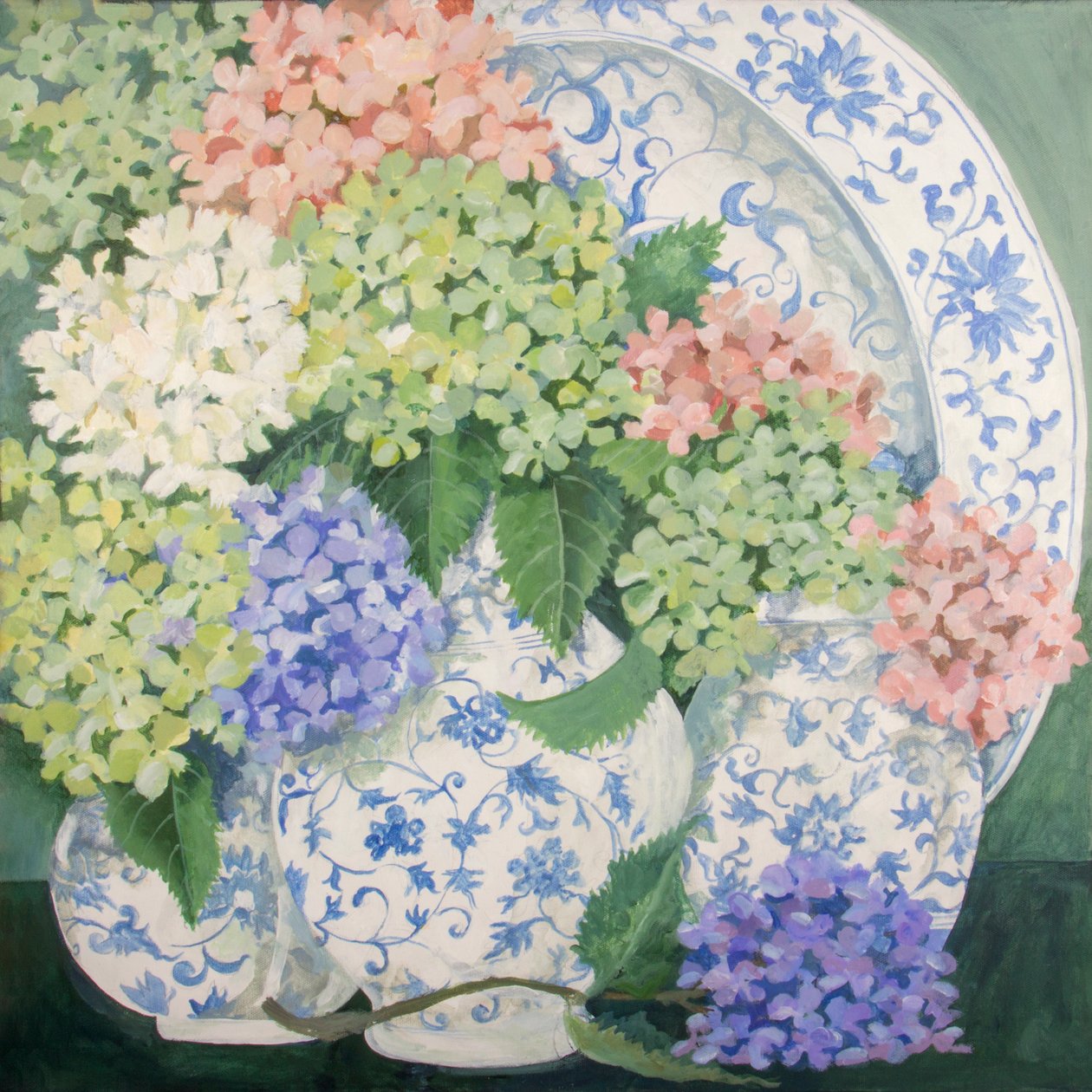 Hortênsias, 2018 (acrílico sobre tela) de Jennifer Abbott