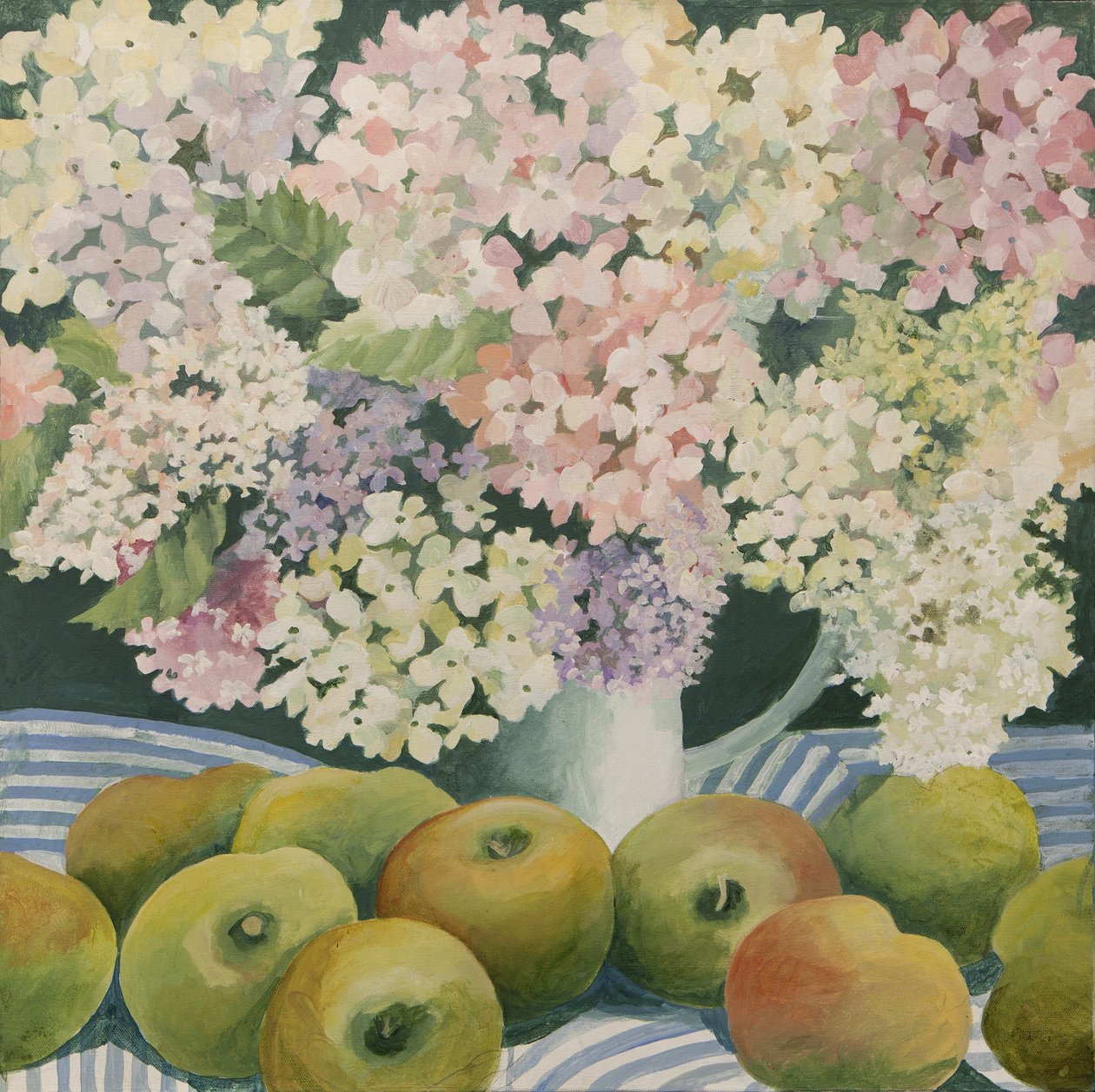 Hortênsias e maçãs para cozinhar (acrílico) de Jennifer Abbott