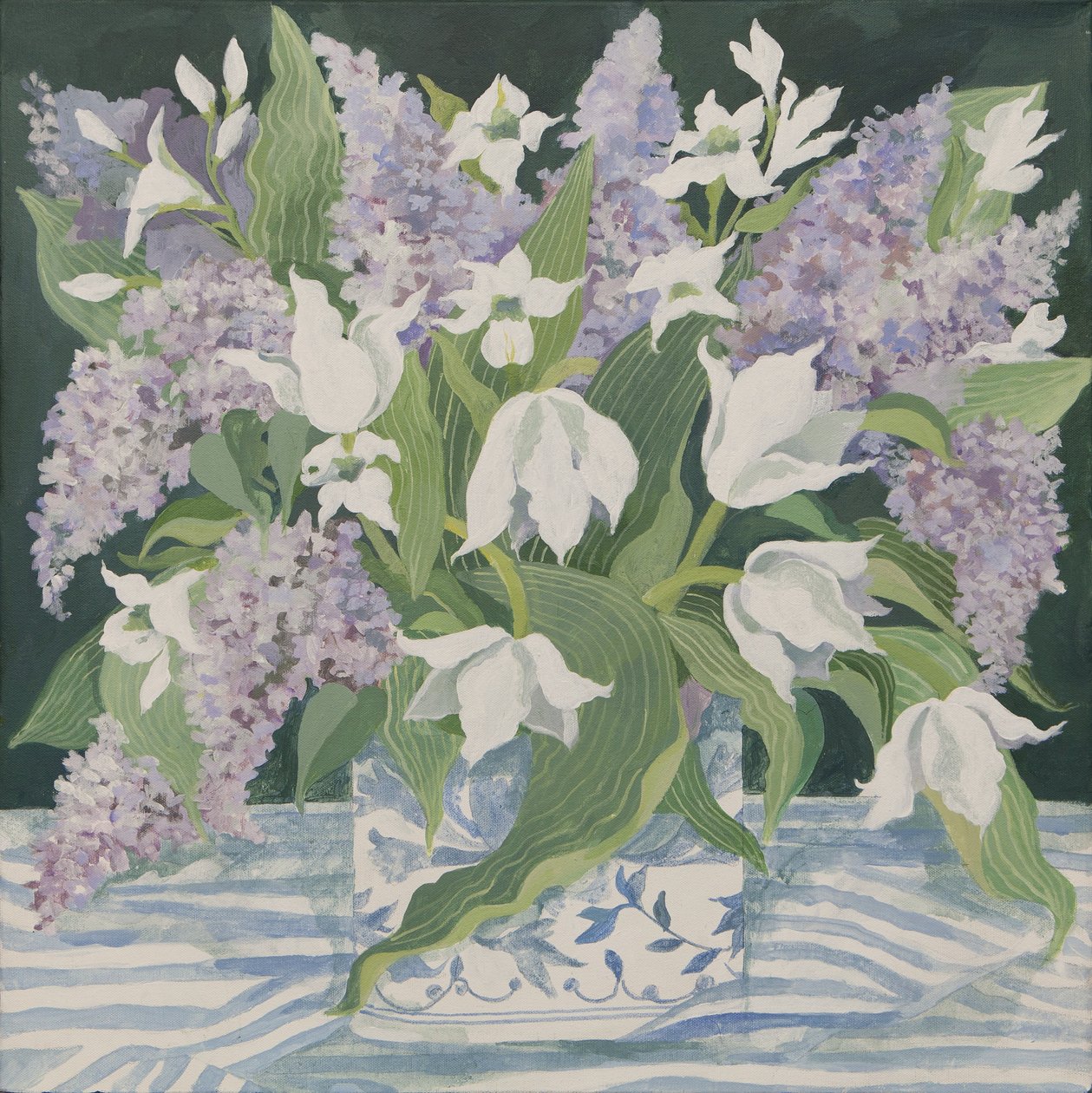 Lilás e tulipas (acrílico) de Jennifer Abbott