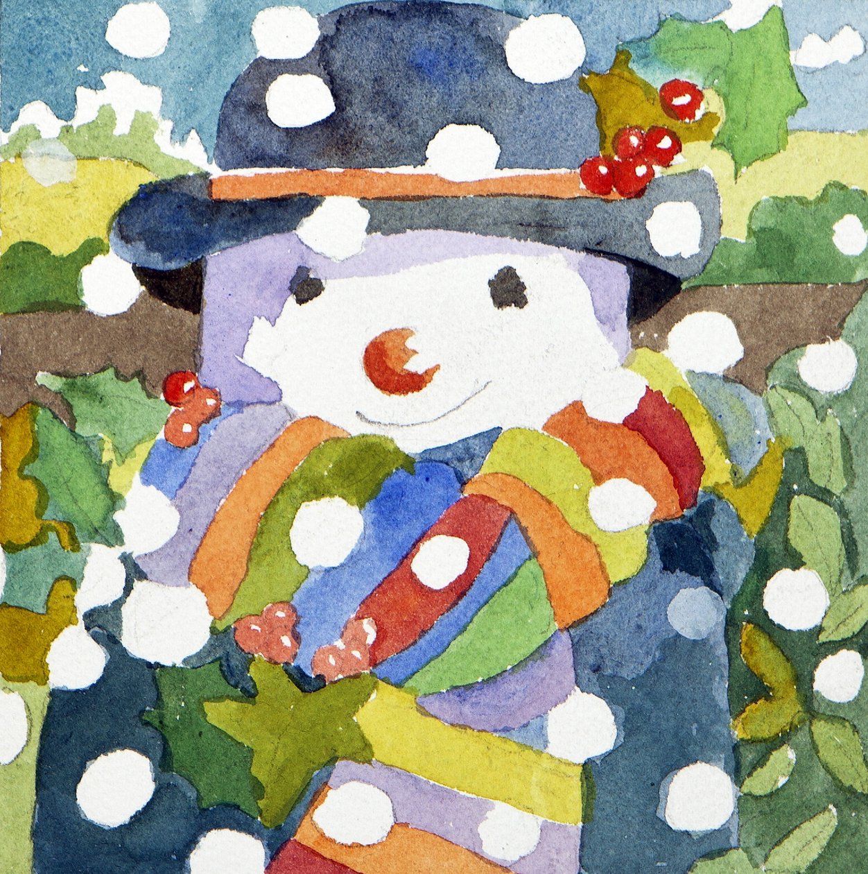 Boneco de neve na neve, 2011 (aguarela) de Jennifer Abbott