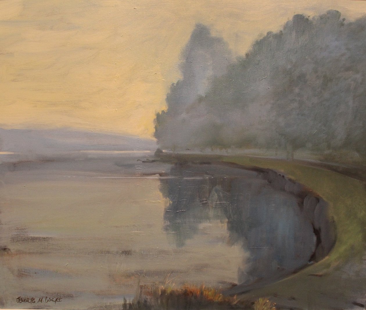 Batson Creek Salcombe, de manhã cedo, óleo sobre tela, 2016 de Jennifer Wright