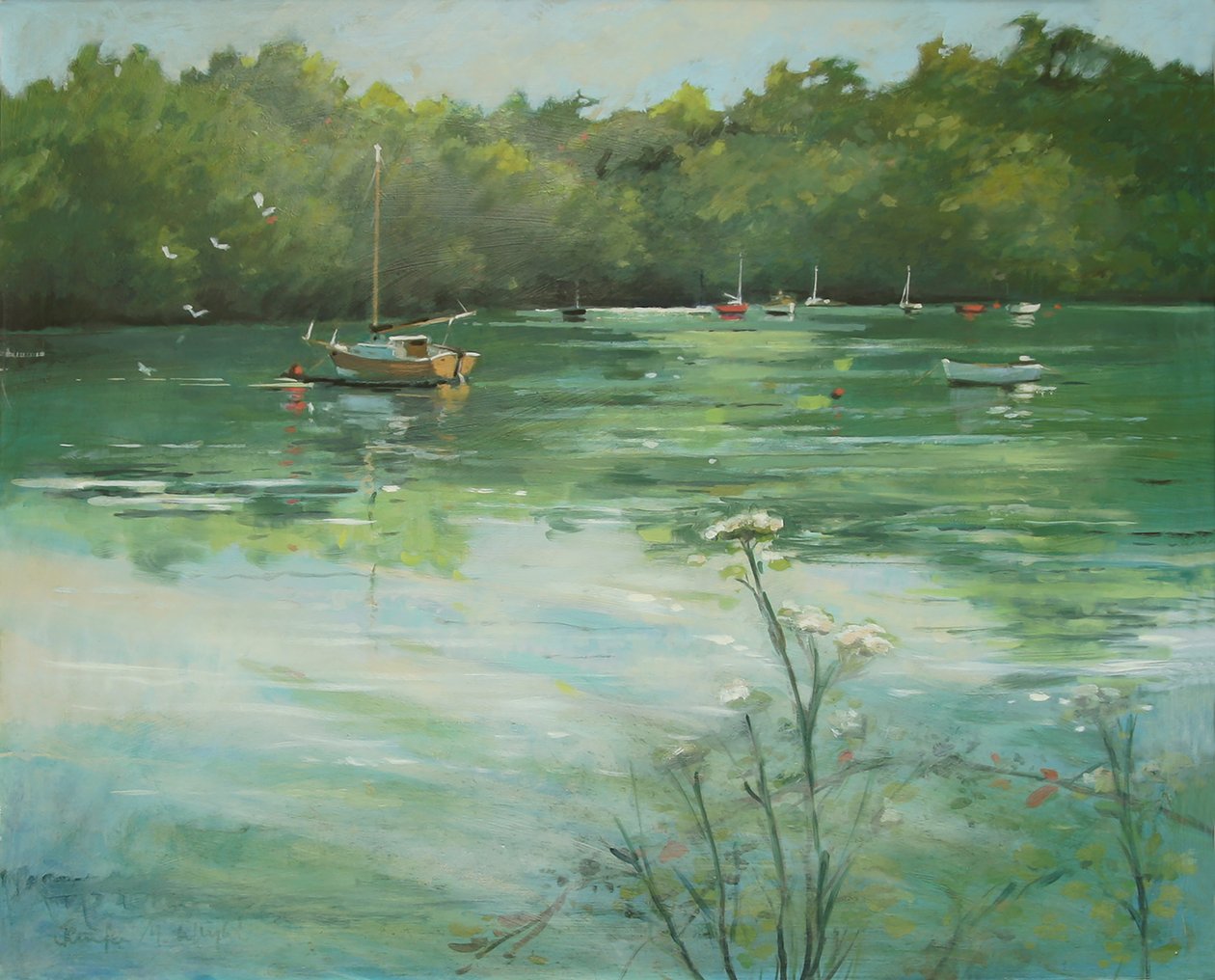Salcombe Batson Creek (óleo sobre tela) de Jennifer Wright