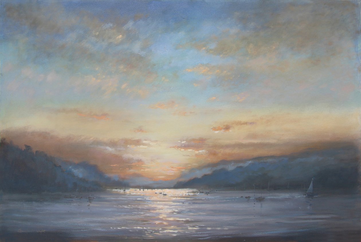Salcombe Dawn (óleo sobre tela) de Jennifer Wright