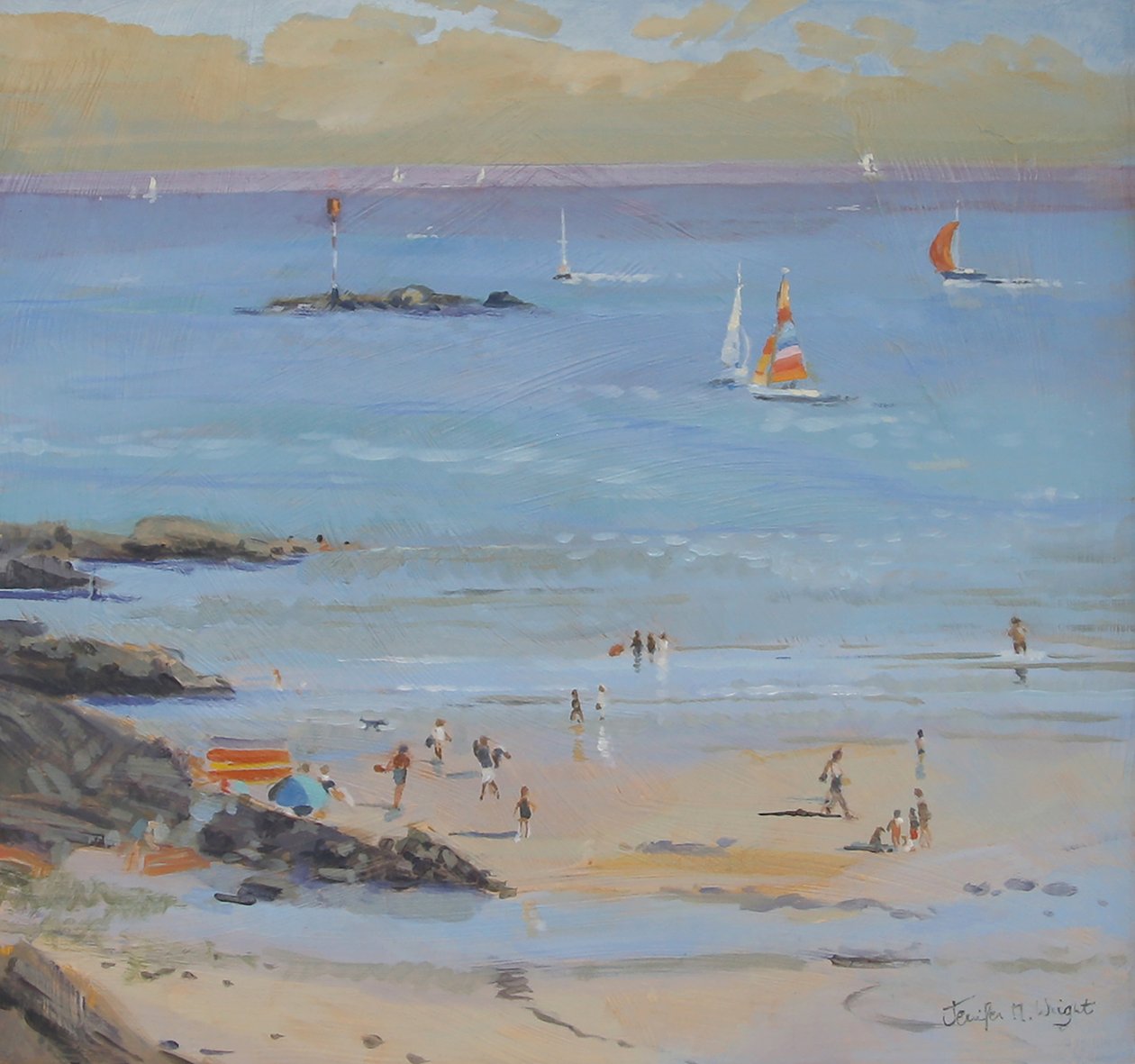 Salcombe Millbay Morning (óleo sobre tela) de Jennifer Wright