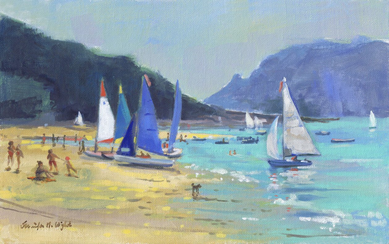 Barcos à vela de Salcombe (óleo sobre tela) de Jennifer Wright