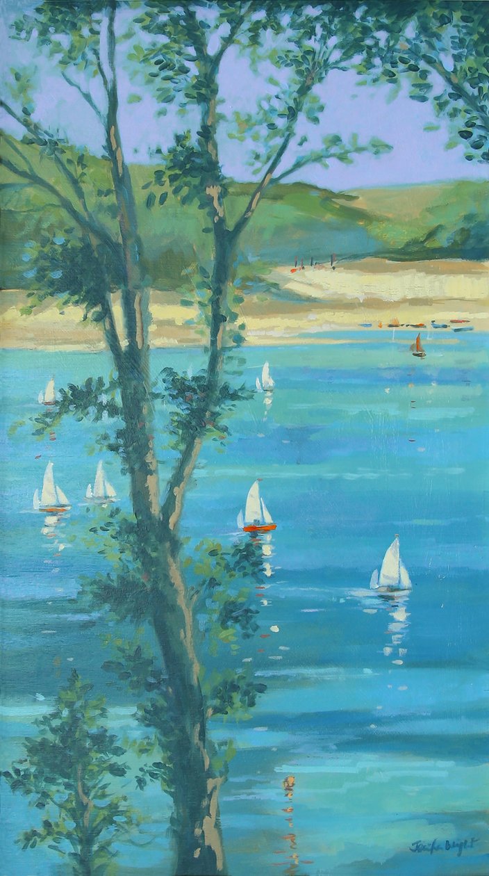 Salcombe Through The Trees (óleo sobre tela) de Jennifer Wright