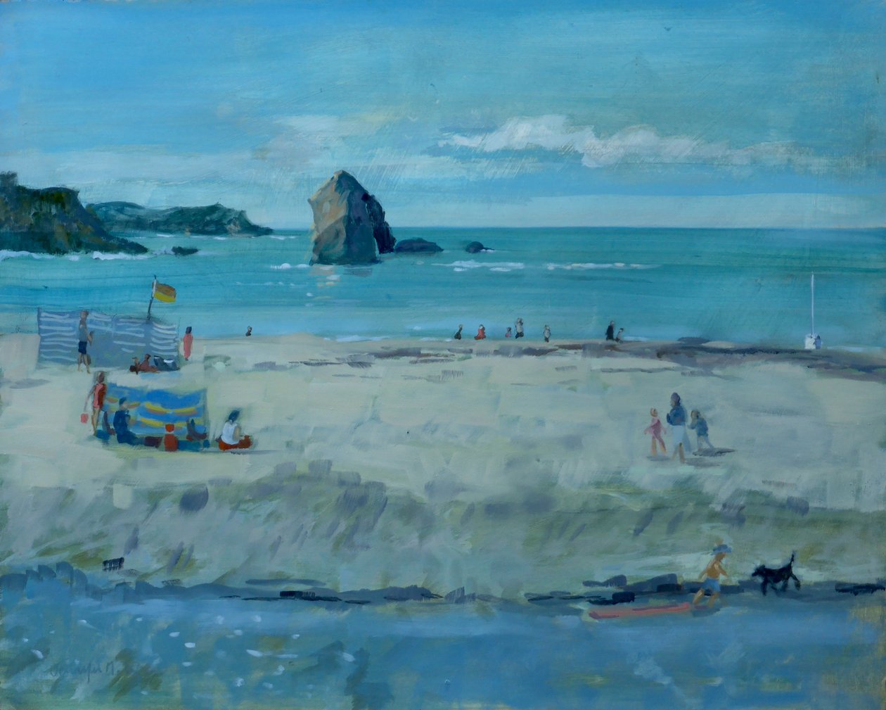Thurlestone Rock, Devon. óleo sobre tela, 2016 de Jennifer Wright
