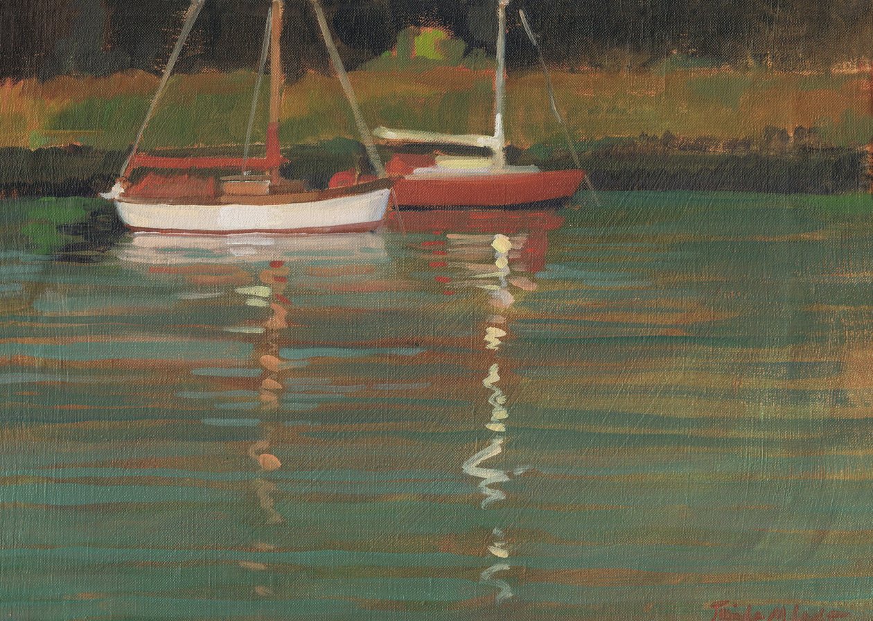 Reflexos do iate (óleo sobre tela) de Jennifer Wright