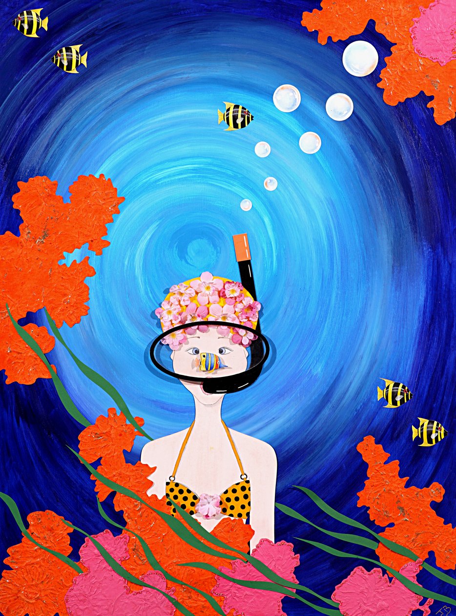 Mergulho Diva, 2008 (acrílico sobre papel) de Jenny Barnard