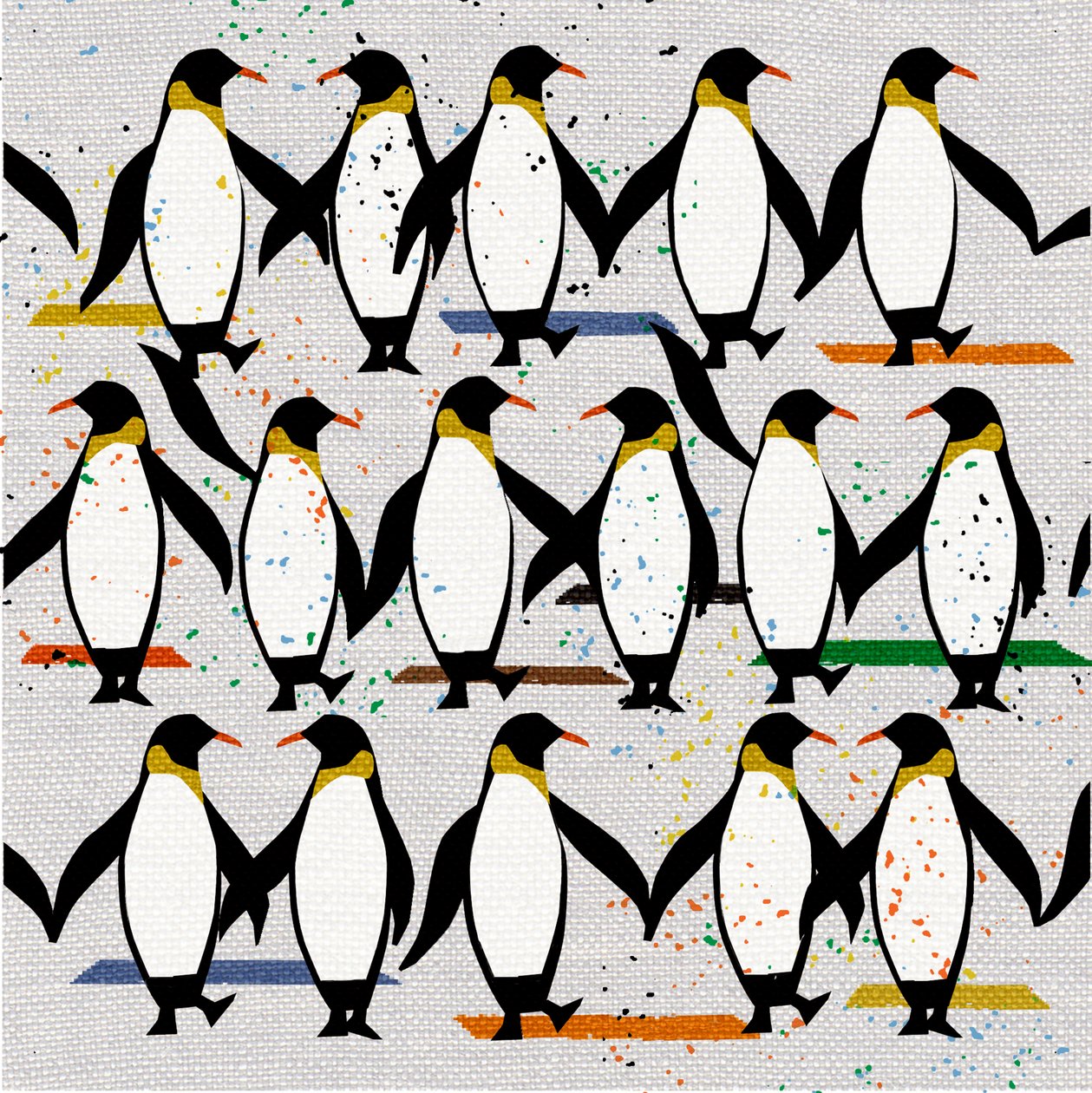 Pinguins dançarinos, 2022 (meios mistos) de Jenny Frean
