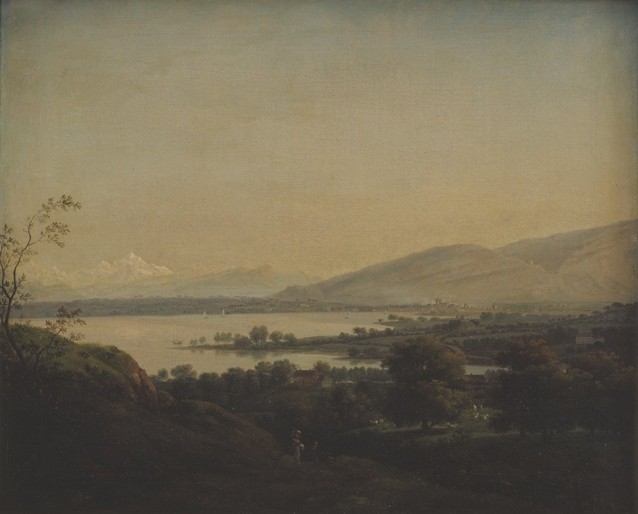 Uma vista do Lago Leman em direção ao Mont Blanc e Genebra de Jens Juel
