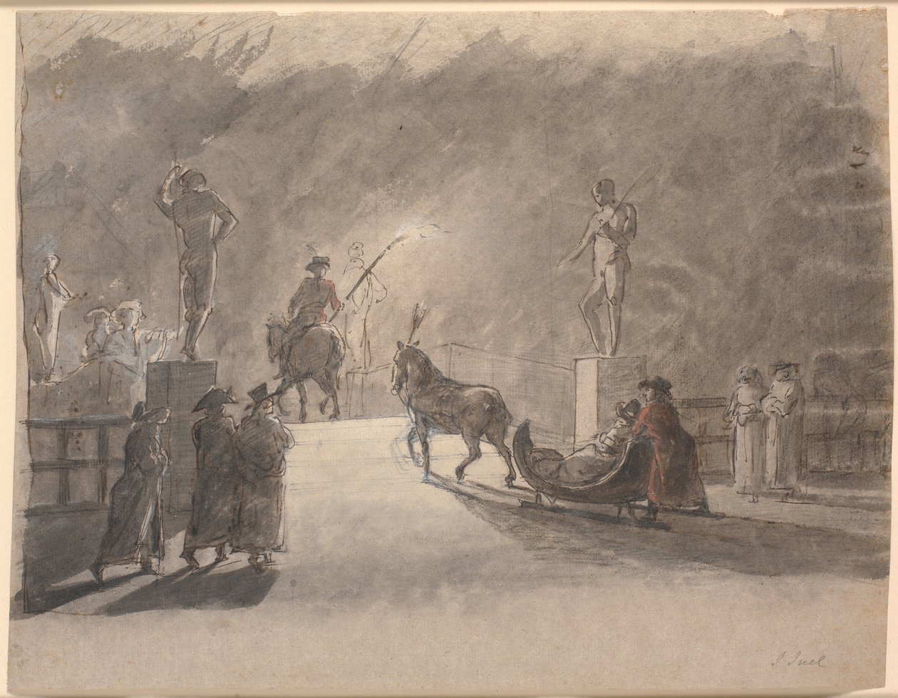Um passeio de trenó em Fakkelskin sobre a ponte de Holmen de Jens Juel