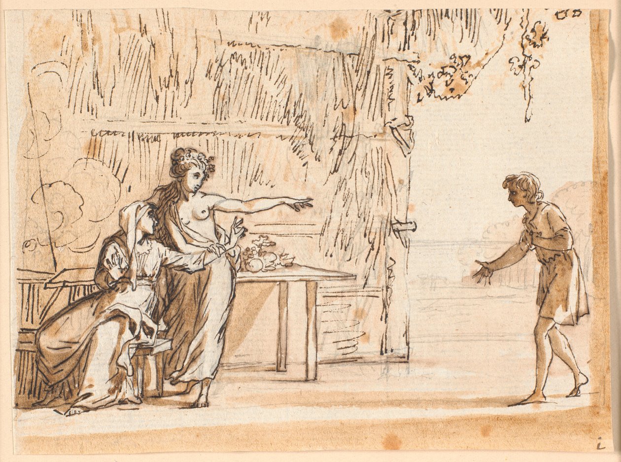 Uma cena do idílio de Salomon Gessner "Le premier navegador" de Jens Juel
