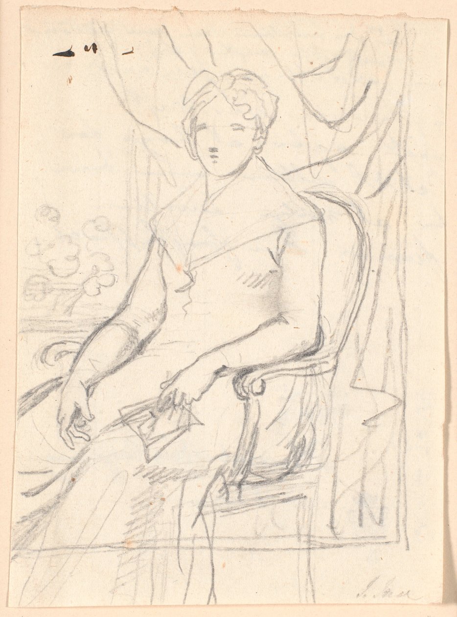 Rascunho de composição para o retrato da Condessa Anna Joachima Danneskiol-Laurvigen, née Ahlefeldt, em seu 74º ano de Jens Juel