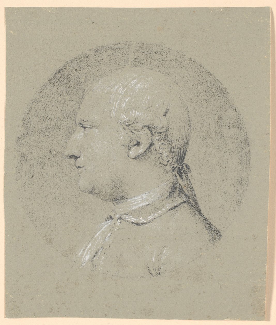 Retrato masculino, inscrito em círculo, perfil à esquerda de Jens Juel