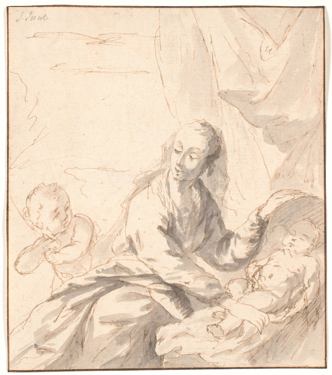 Maria com o menino Jesus no berço e João de Jens Juel