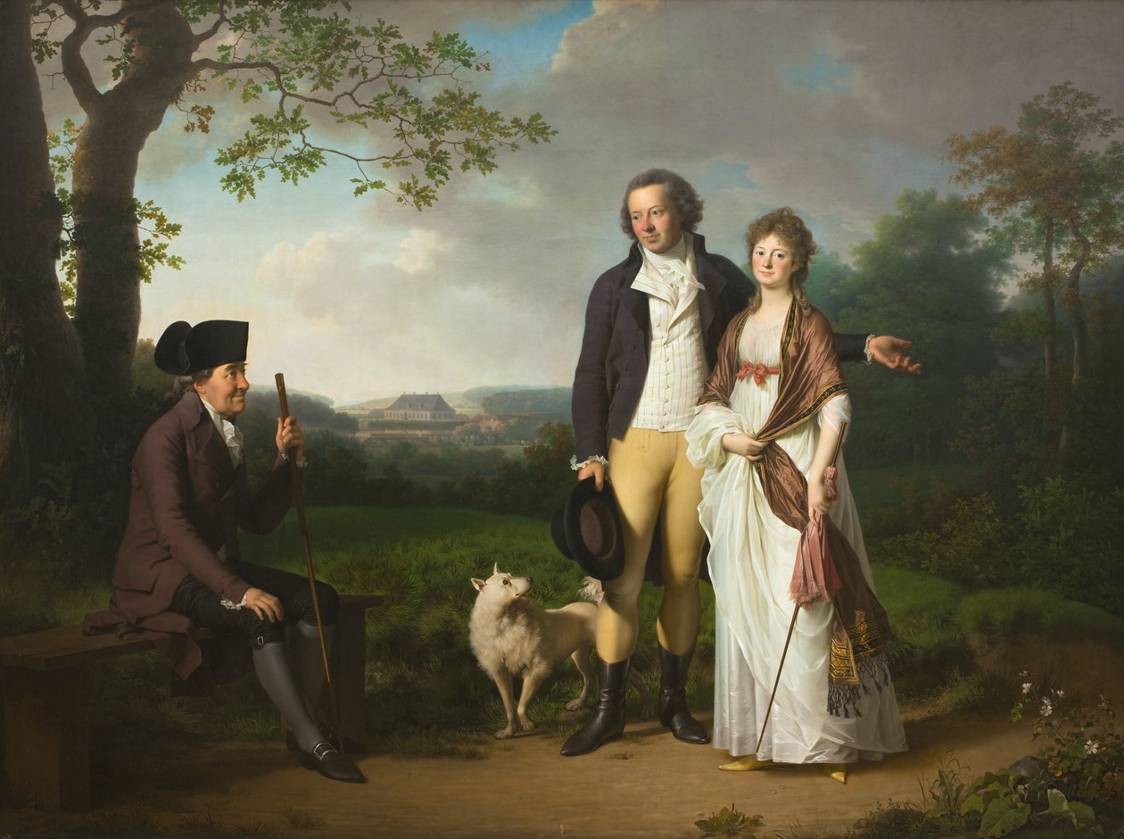 Niels Ryberg com seu filho Johan Christian e sua nora Engelke, née Falbe de Jens Juel