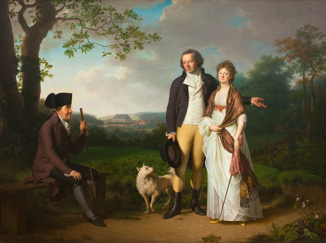 Niels Ryberg com seu filho Johan Christian e sua nora Engelke, née Falbe de Jens Juel