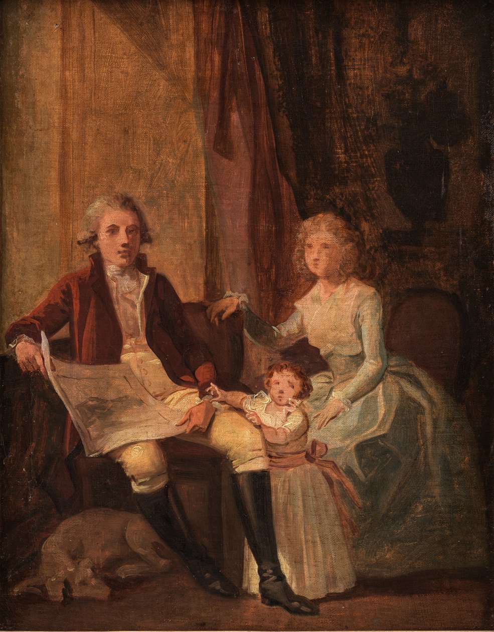 Peder Anker com a esposa e a filha de Jens Juel