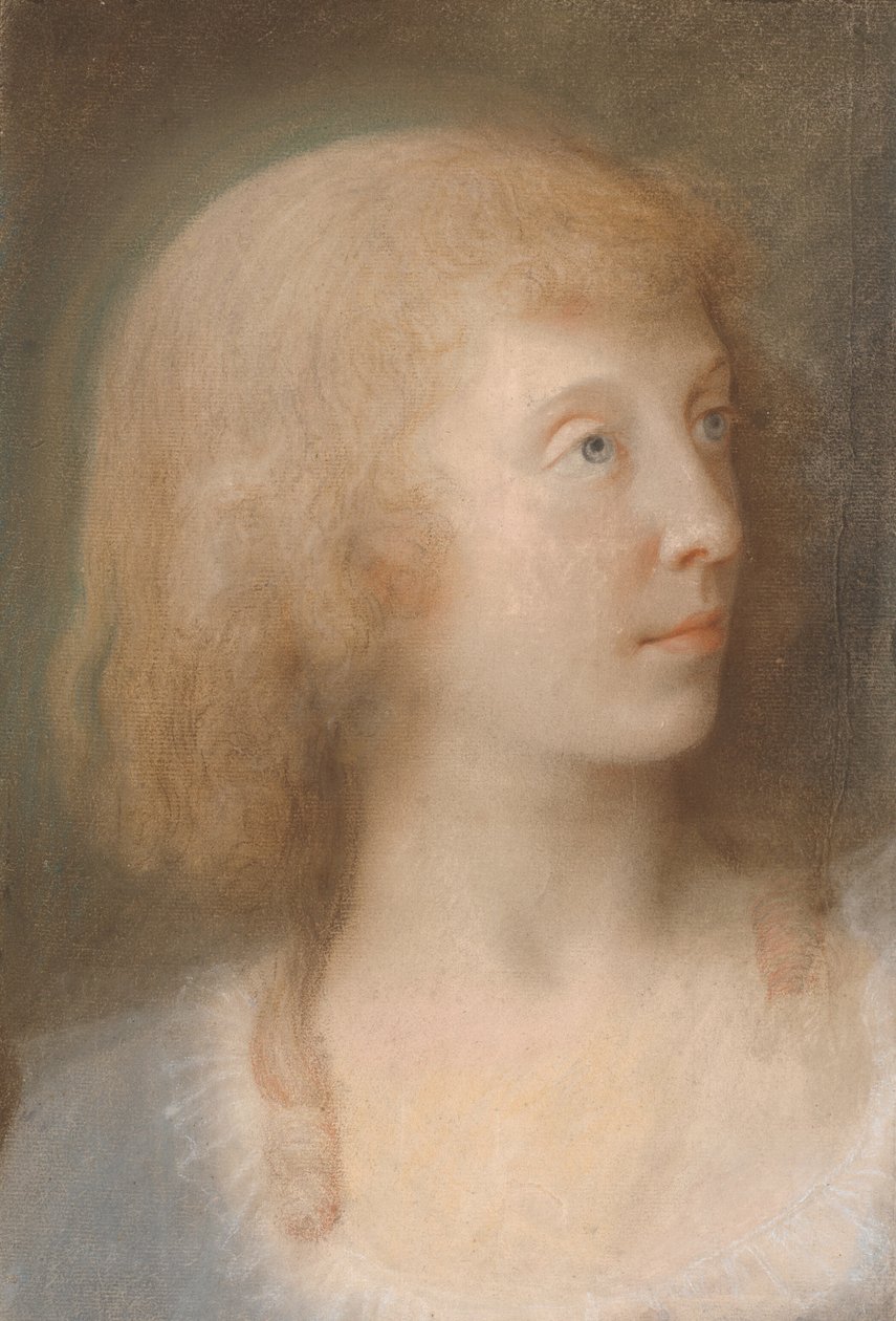Retrato de Anna Barbara Damkier, perfil de três quartos à esquerda de Jens Juel