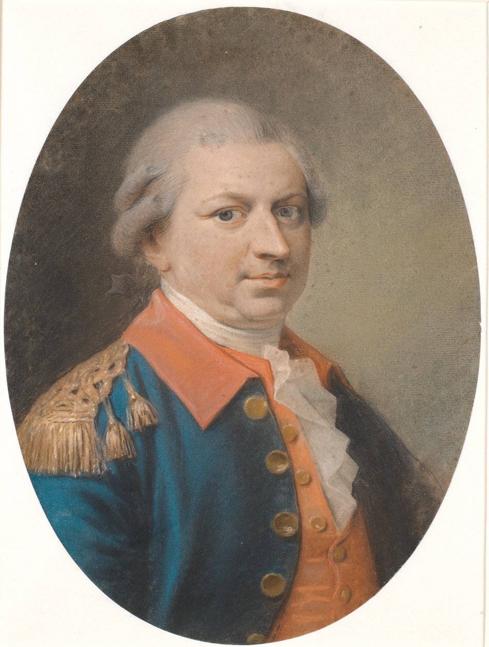Retrato do capataz de fábrica e capitão comandante Henrik Gerner. Oval, perfil de três quartos para a direita de Jens Juel