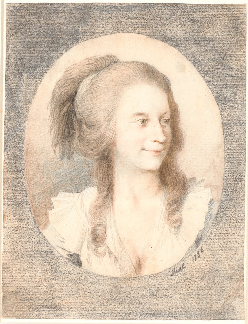 Retrato do reverendo Nicolai Bierfreund, nascido Henriksen. Oval, perfil de três quartos para a direita de Jens Juel