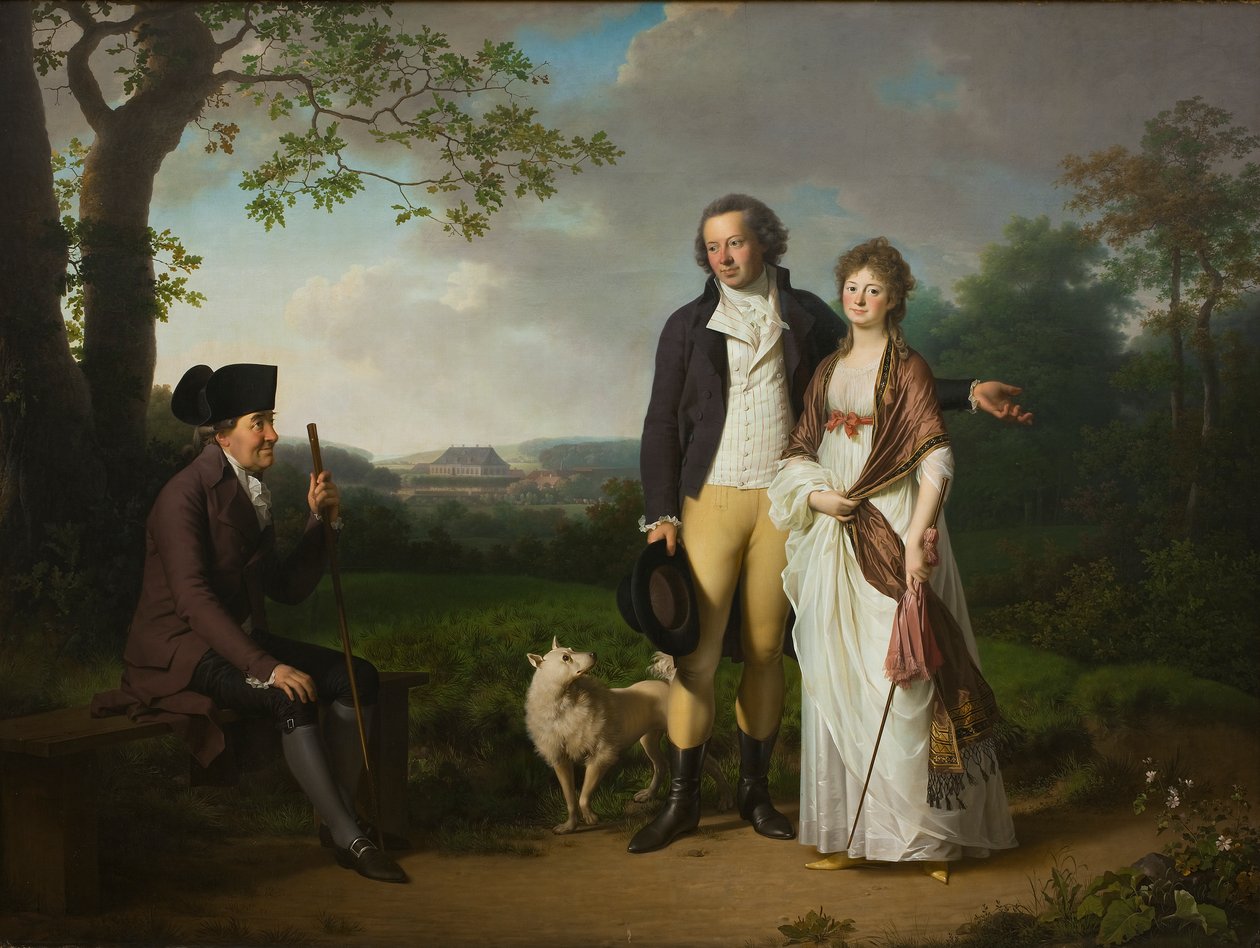 Ryberg com seu filho Johan Christian e sua nora Engelke, nascida Falbe de Jens Juel