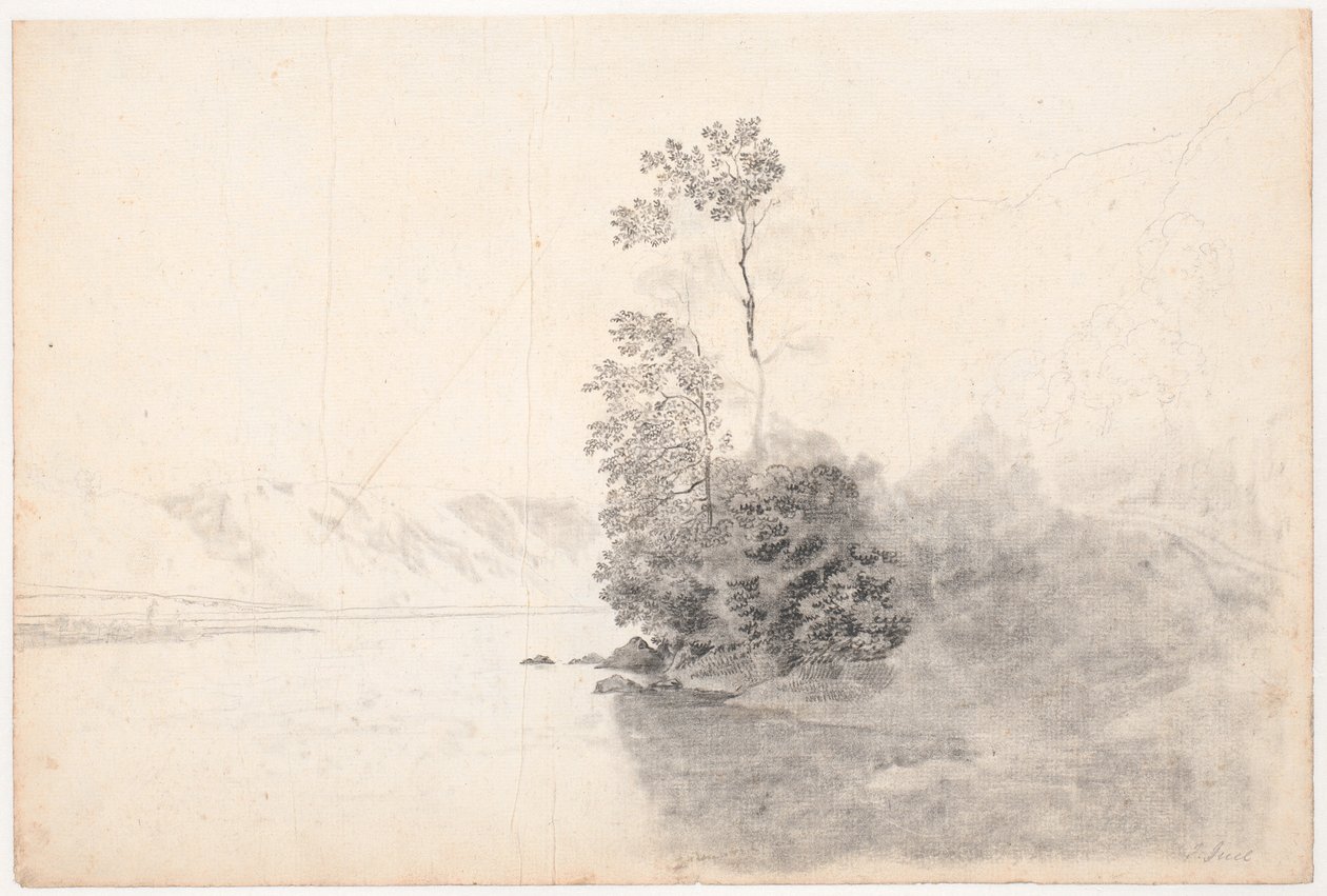Paisagem suíça com árvores em um istmo em um lago de Jens Juel