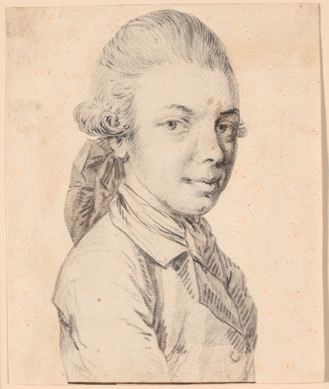 Autorretrato na juventude. Busto em perfil de três quartos à direita de Jens Juel