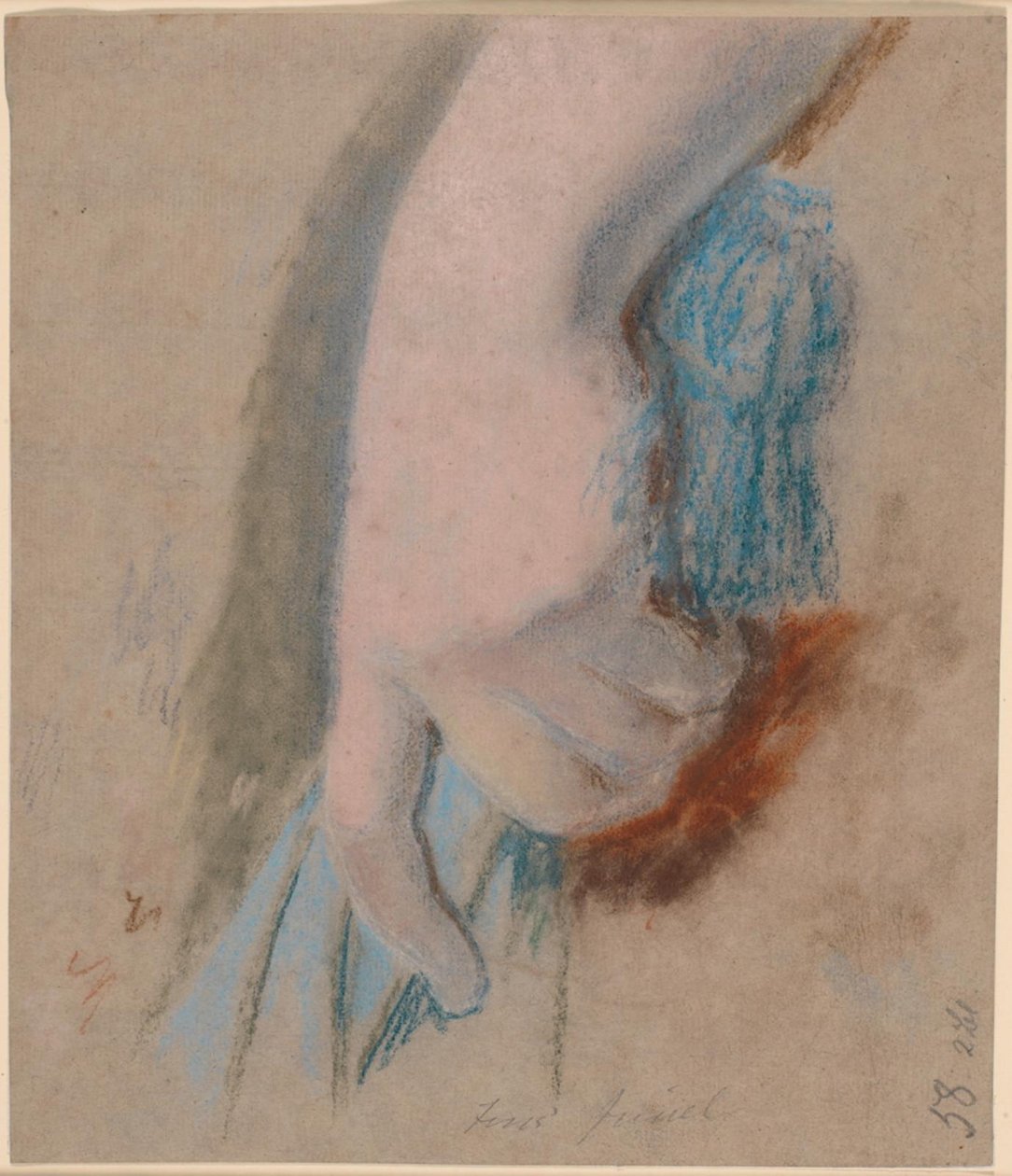 Estudo para o retrato da família Ryberg; A mão esquerda da Sra. Ryberg segurando um guarda-sol azul de Jens Juel