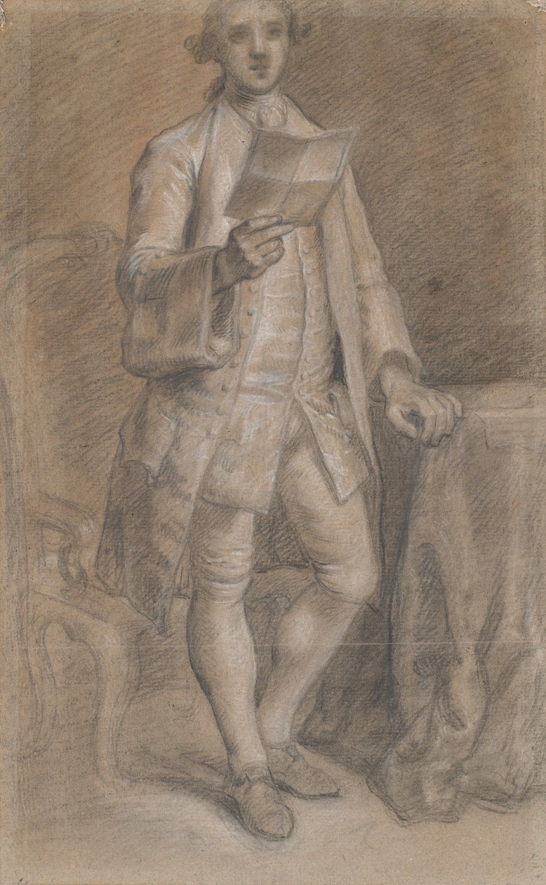 Estúdio para um retrato de um homem em pé com um pedaço de papel na mão de Jens Juel