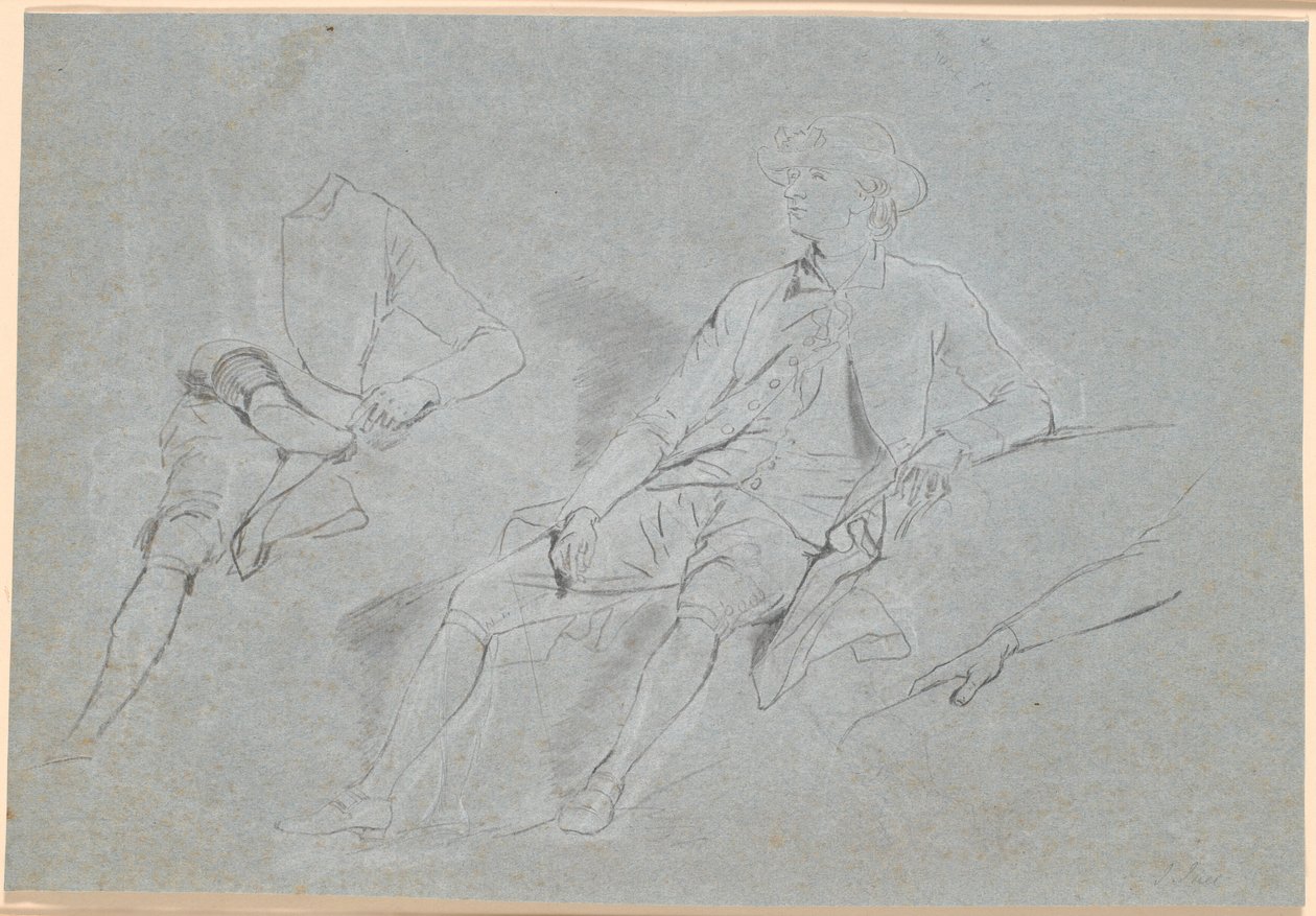 Rascunho de um retrato de meia figura de um cavalheiro, sentado ao ar livre de Jens Juel