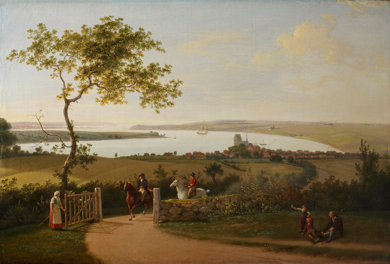 Vista do Pequeno Belt a partir de uma colina perto de Middelfart de Jens Juel