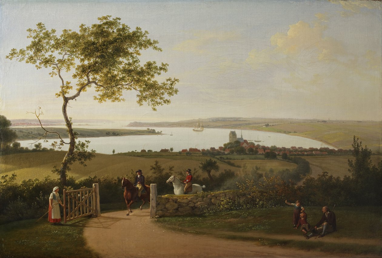 Vista sobre o pequeno cinturão (Lillebælt) de uma colina perto de Middelfart de Jens Juel