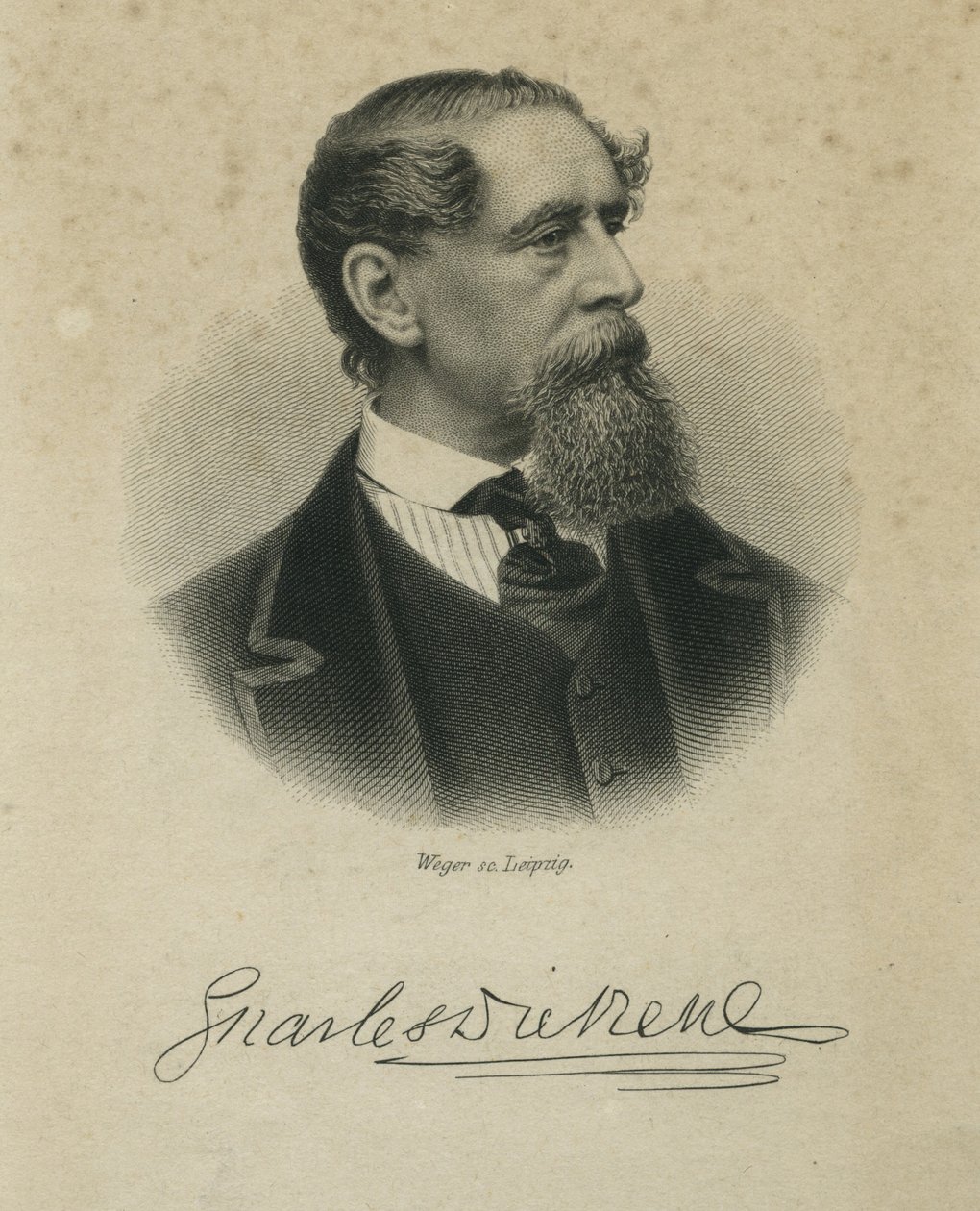 Charles Dickens, gravado por Weger, c.1874 de Jeremiah Gurney