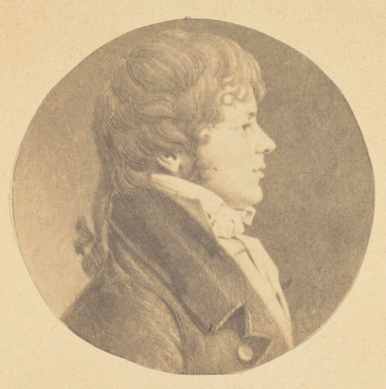 Retrato mezzotinto de um jovem de perfil, da coleção de retratos de St. Memin, 1862. de Jeremiah Gurney