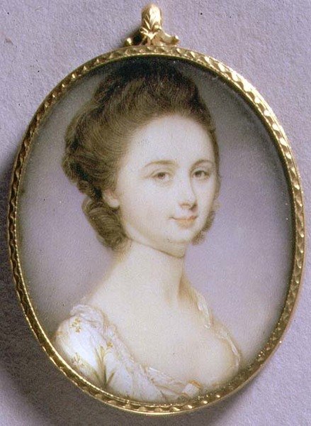 Retrato Miniatura de uma Senhora em Vestido Branco, c.1780-85 (aguarela em marfim) de Jeremiah Meyer