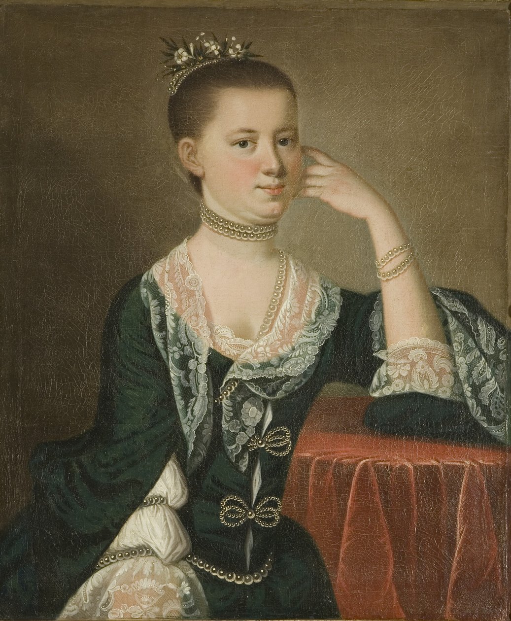 Retrato da Sra. Elias Vander Horst, c.1763 (óleo sobre tela) de Jeremiah Theus