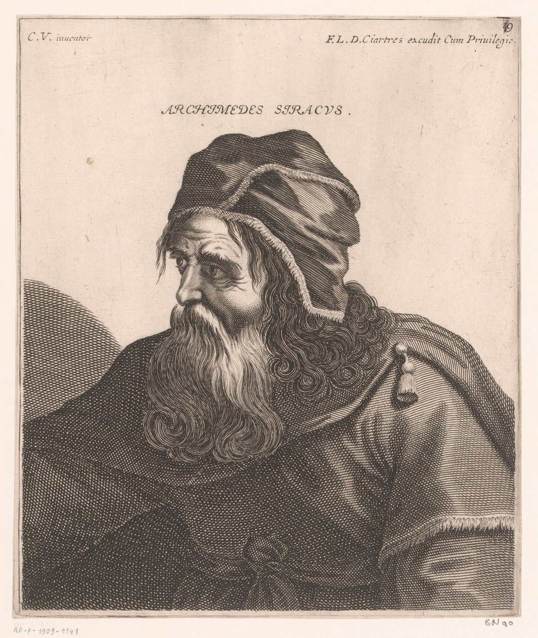 Retrato de Arquimedes
Archimedes Siracus (título sobre o objecto)
Bustos de filósofos e reis (título da série) de Jerôme David (attributed to)