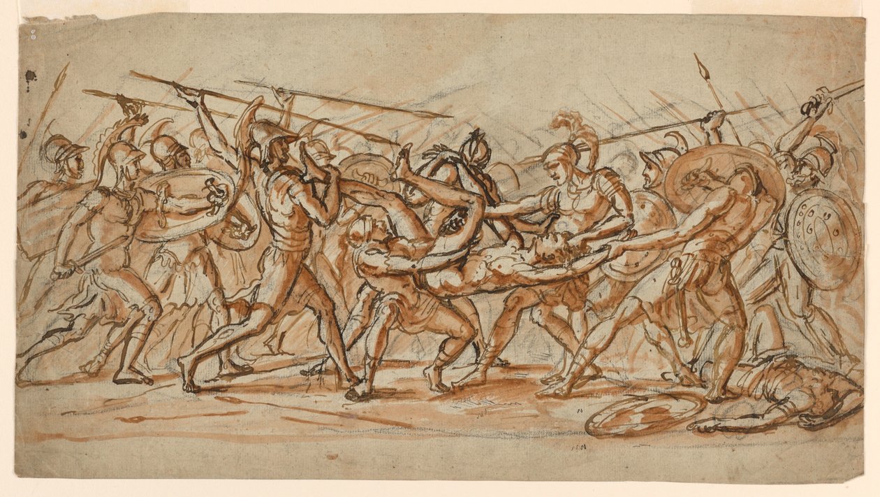 Desenho, A batalha pelo cadáver de Pátroclo, ca. 1810 de Jérôme Martin Langlois