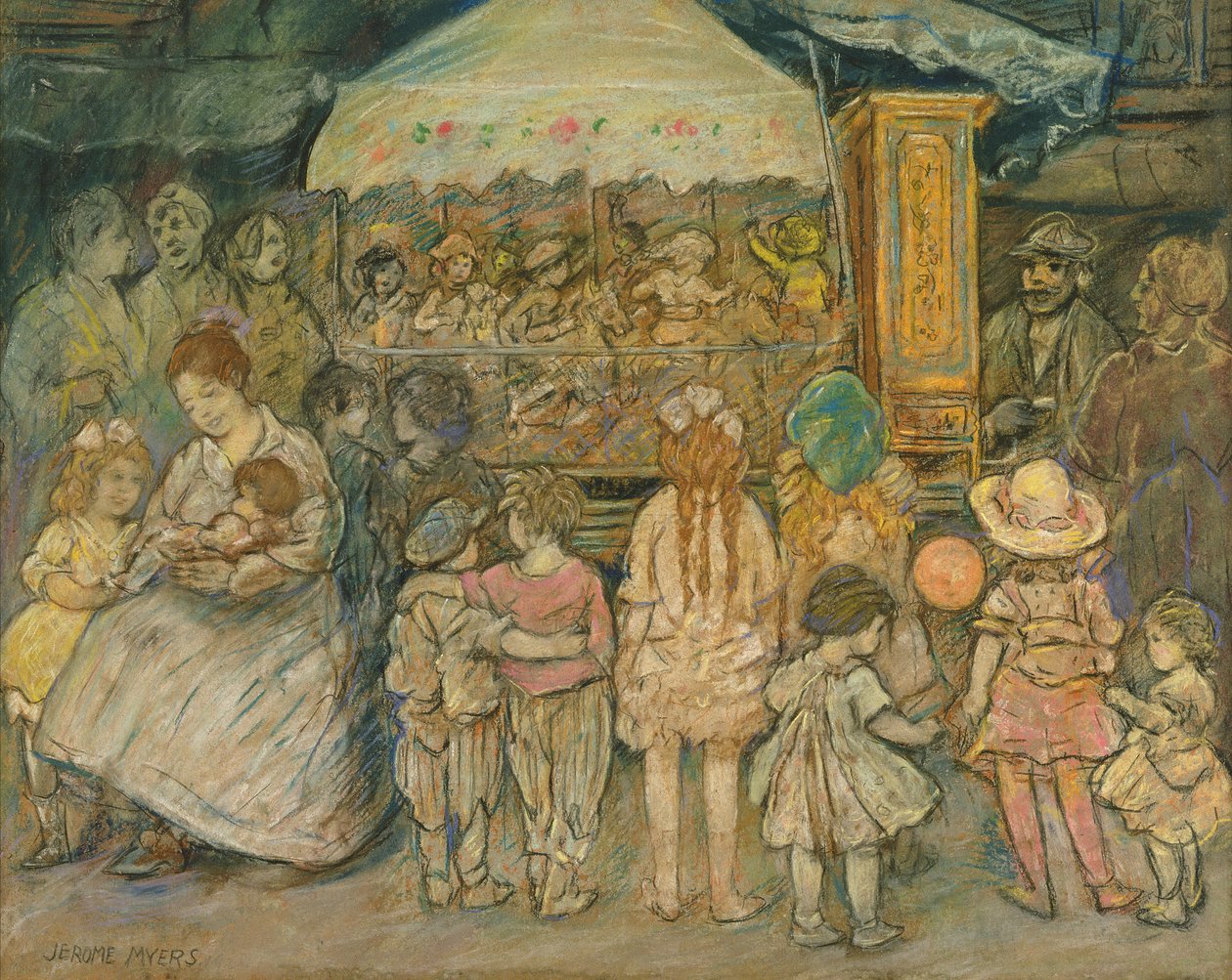 Carrossel, c.1924 (pastel sobre papel) de Jerome Myers