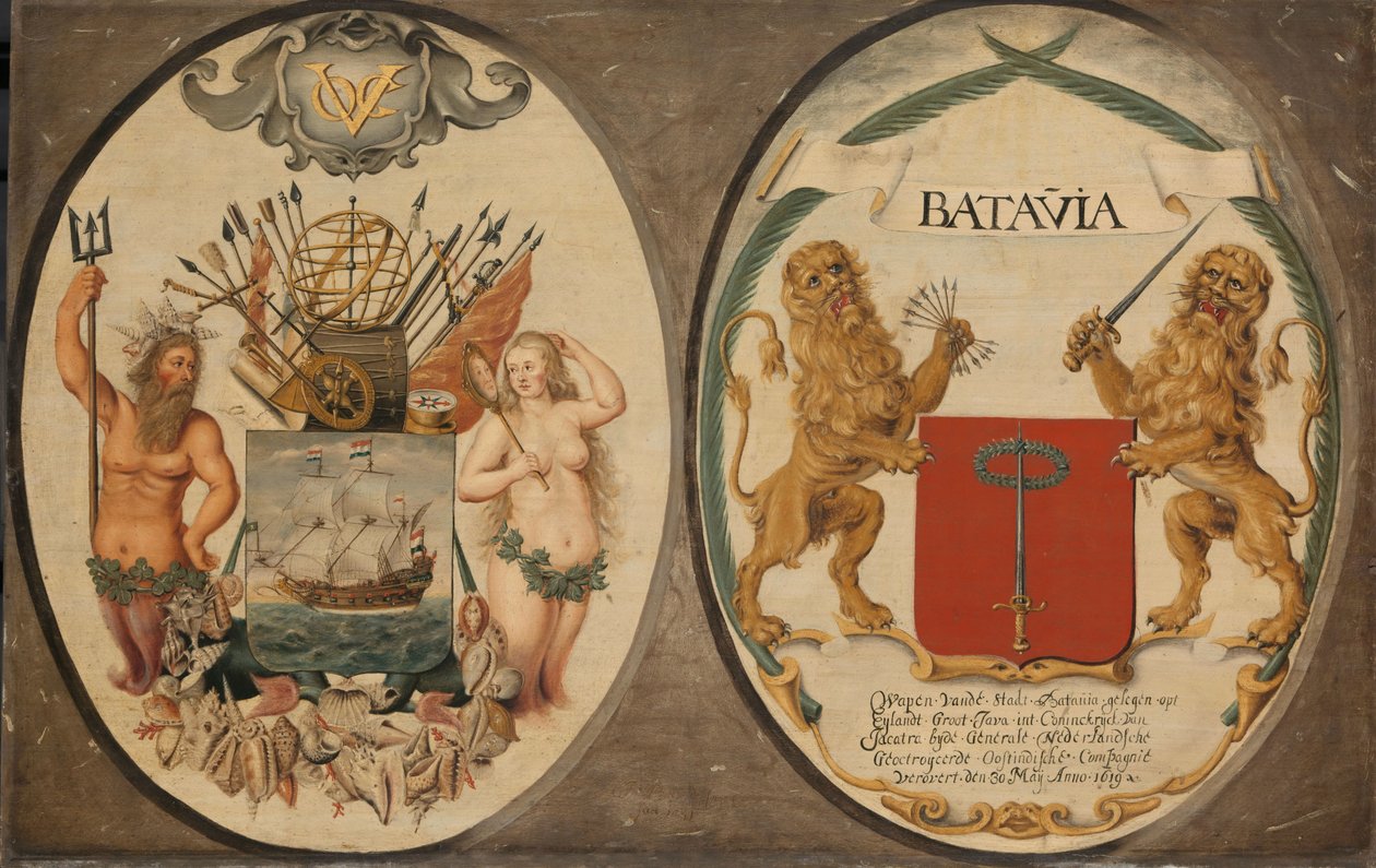 The Arms of the Dutch East India Company e da Cidade de Batavia de Jeronimus Becx (II)